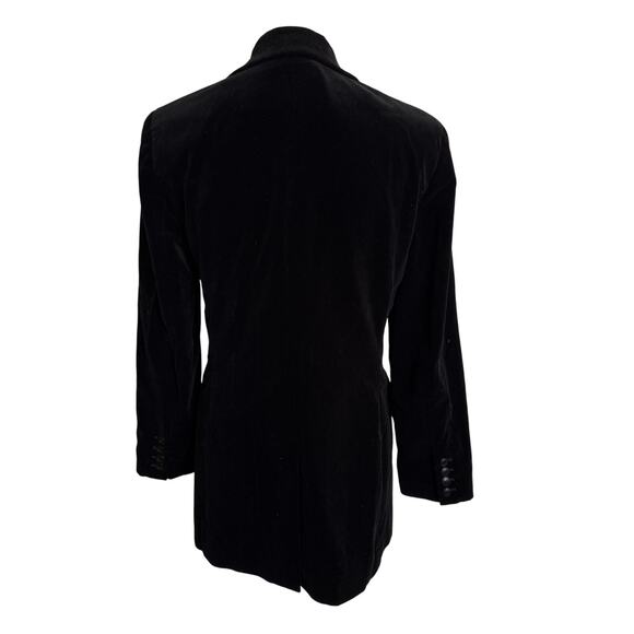 Vintage Ann Taylor Velvet Blazer Size 6 Black Three Button Lined Long Academia - Picture 5 of 11